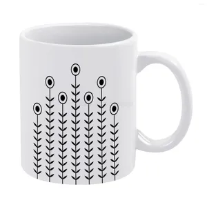 Mugs Minimalist Flowers Black On White Mug To Friends And Family Creative Gift 11 Oz Coffee Ceramic M