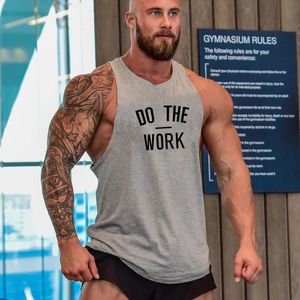 Wykonaj pracę Summer Cotton Gym Odzież męska kulturystyka Top Top swobodny fitness Singlets Trening Muscle Trovelless T Shirt 240326