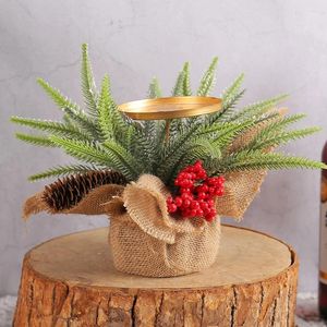 Candle Holders Christmas Berry Pinecone Holder Featival Theme Candlestick Ornament Multifunctional For Holiday Table Decoration