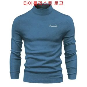 Shirts Brand Titleisi Golf Long Sleeves Knitted Sweater for Men 2023 Winter High Collar Fashion Golf Outwear Knit Sweater Men Golf Wear