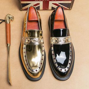 Повседневная обувь Fashion Golden Black Men's Loafer Loafer Club Bar платье для танца лето удобное дышащее 38-46