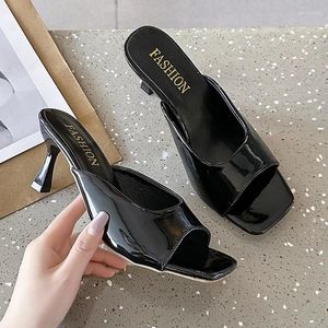 Slippers Summer Women Fashion Sexy Thin Heels Flip Flops 2024 Solid Color Outdoors High Ladies Slipper Plus Size Summer Hot With Box