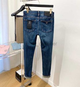 Designer maschile jeans jeans di alta qualità industria pesante maschile nostalgic lavati blu elastico slim fit piccoli jeans dritti gamba classici pantaloni casual casual