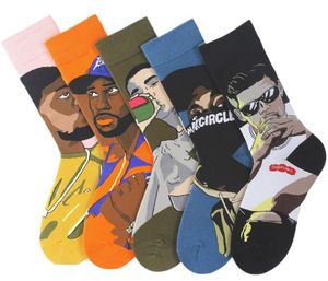 Oil painting Jacquard breathable socks men's/women's Long stockings fashionable European/American street creativity abstract retro couple sports leisure socks