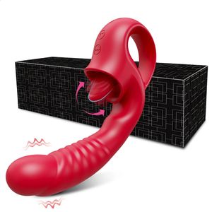 Clitoral Licking Dildo Vibrator 2 in 1 Women Nipple Clitoralis Stimulator G Spot Vagina Massage Adult Sex Toys for Female Couple 240403