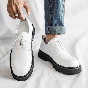 Casual Shoes Man Japan Harajuku Korean Office Fashion White Business Wedding Leather Shoe Men Platform Streetwear Vintage Cargo