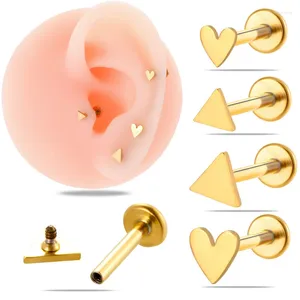 Stud Earrings 10Pcs/Lot 16G Stainless Steel Plated Gold For Women 3mm/4mm Heart Flat Ear Cartilage Teens Wholesale