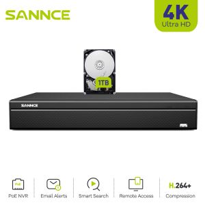 Recorder Sannce 16ch 8MP Poe Video Recorder H.265+ 4K NVR Video Surveillance Security Support 3MP 5MP 6MP 8MP IPC -kameror