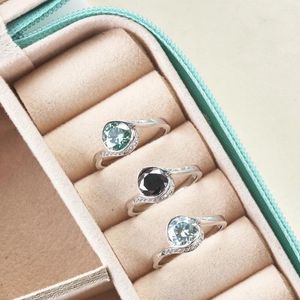 Cluster Rings 1 6.5mm Black Blue Green Color Moissanite Ring S925 Sterling Silver For Charm Lady Female Dating Jewerly Gift