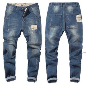 Jeans masculinos 921 Camuflagem costura de calça elástica de calça masculina Brand Black Blue Plus Tamanho 42 44 46 48 Grande