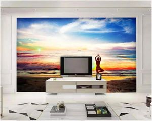 Wallpapers Custom Po For Walls 3 D Murals Wallpaper Beautiful Evening Sunrise Seaside Landscape Beach Wall Papers Home Decor