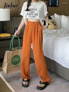 Women's Pants Office Lady Suit Women Summer High Waist Loose Black Pink Orange Trousers Female Chic Korean Wide Leg