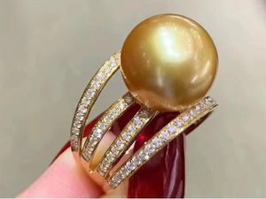 Кластерные кольца великолепные огромные 9-10 мм 10-11 мм 11-12 мм круглый натуральный кольцо из золотого южного моря 925s