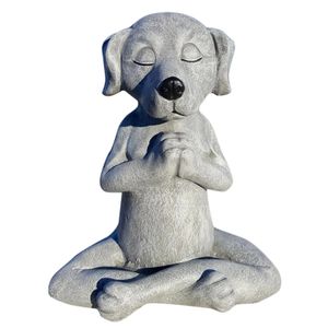 Yoga Pose Meditation Dog Cat Frog Statue Ornament Waterproof Prayer Zen Bulldog Sculpture Crafts Garden Decoration Figur 240329