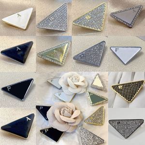 Symbole Crystal Classic Metal Metal Inverted Triangle Logo Jewels Broche Brocht Pins Manpi Man Man Vintage Lady Lady Elegant Womens Jacket Ladies Clip Decoration Ornament