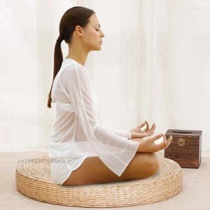 Pillow Natural Straw Round Pouf Tatami Floor S Meditation Yoga Mat Zafu Chair