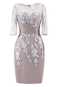 2018 Nya cocktailfestklänningar Billiga 34 ärmar Lace Pleated Formal Prom -klänningar Real Po i Stock5383677