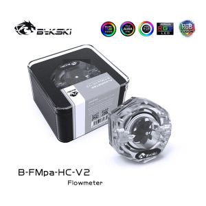 Menteşeler Bykski Altıgen Flowmeter RGB Aydınlatma Su Soğutma Sistemi Akrilik Argb 5V Su Akış Sensörü Transperan Soğutucu BFMPAHCV2