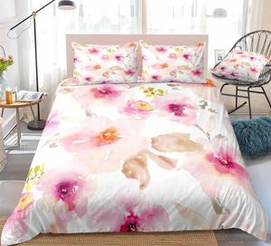 Bettwäsche Sets Pfirsichblumen Set Blumen Bettdecke Abdeckung Pink Girls Bett Wäsche Kinder Home Textile Bettwäsche Betten Betten