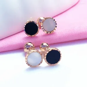 Stud Earrings 585 Purple Gold Black Enamel Round Screw Ear Studs Fashion 14K Rose White For Women Party Engagement Jewelry