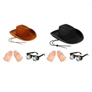 Berets Western Cowboy Hats Eyewear for ApryFools Party Party Spoof Costume Set Stas