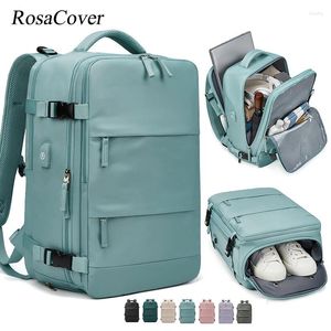 Backpack Women Travel Waterproof Laptop Bag USB Charging Port Boarding Business Luggage With Shoes Pocket Mochilas