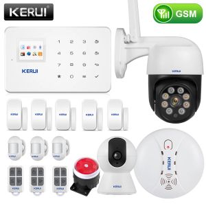 Kits Kerui G18 GSM Alarmsystem Wireless Smart Home Security SMS App Control House Motion Detektorsensor Sirenen Einbrecher -Signalgerät