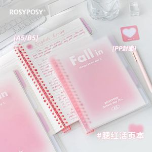 Notebooks Binder Notebook A5 B5 Loose Leaf Transparent Cover Gradient Color Memo Note Diary Office School Korean Stationery