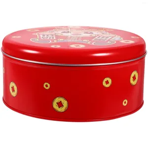 Storage Bottles Tinplate Biscuit Box Cookie Tins With Lids Christmas Jar Candy Holder Year Container