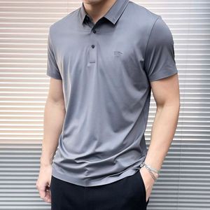 Men's Polos Summer Shirt High end New Fashion Top grade Ice Silk Short Sleeve Men's Business Casual Women's T-shirt Fashion Comfortable Breathable Asian Size M-3XL