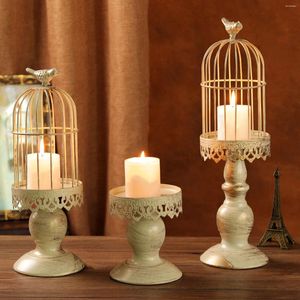 Candle Holders Bird Cage Holder Iron Vintage Detachable Stable Base Decor For Bedroom Restaurant Wedding Decoration