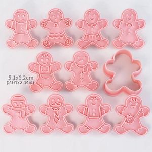 Baking Moulds 10Pcs/box Gingerbread Christmas Cookie Cutters Set DIY Cake Decoration Navidad Year Party Tools Biscuit Mold Stamps