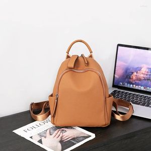 Bolsas escolares nesitu de alta qualidade moda preto marrom branco cáqui top grão de couro genuíno mulheres mochilas femininas girl lady viajation saco m7001