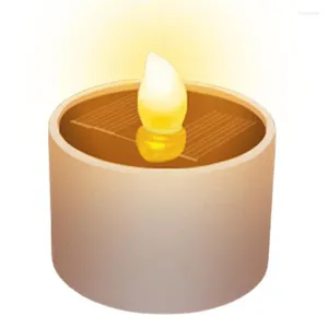 Candle Holders Solar Candles Outdoor Waterproof Flickering Dusk To Dawn Lighting Reusable LED Tea Light Flameless
