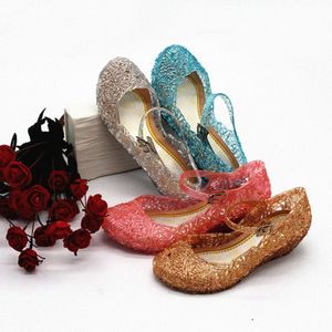 Kids Sandals 여자 검투사 신발 여름 블링 비치 어린이 크리스탈 젤라 샌들 청소년 유아 발판 핑크 흰색 검은 비금지 공주 S x6vo#