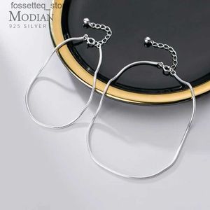 Anklets Modian High Quality % 925 Sterling Srebrna moda klasyczny łańcuch węża kostki dla kobiet dla kobiet biżuteria bijoux l46