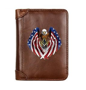 Brieftaschen Luxus echte Ledermänner Brieftet Amerikanische Flagge Mason Pocket Slim Kartenhalter männlicher Kurzbaus Geschenke Hochqualität1717891