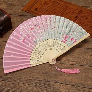 Decorative Figurines Folding Fan Chinese Hand Fans For Women Foldable Silk Hollowed Fringe Paper Wedding