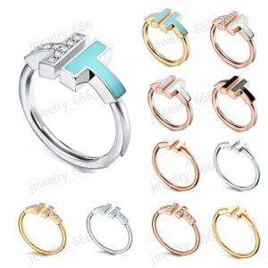 Den nya dubbla T-formade varumärkesdesignern Midi Rings som öppnar 925 Sterling Silver Band Rings, 1.1 Med original logotyp Fashion Woman Jewelry Ring With Box