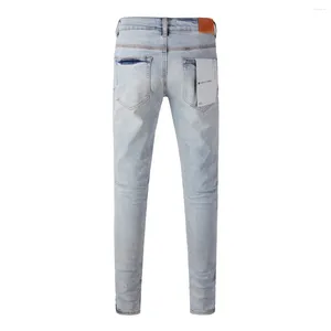 Calça feminina 2024 Jeans de alta qualidade da marca roxa 1: 1 maré moda slim fit street envelhecida