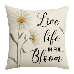 Sommar Chrysanthemum kudde täcker gröna växter blommor kudde dekorera hem soffa stol 18x18 tum