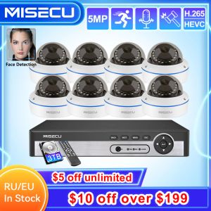 Intercom Misecu 8ch 5mp Poe Dome Security Camera System Ip Camera Vandalproof Indoor Home Audio Cctv Video Surveillance Protection Kit