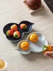 Bandejas de chá Placa chinesa cabaça pequena casa de lanches de frutas de frutas de comprimido de decoração de conjunto de cerâmica acessórios
