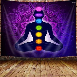 Wandteppiche sieben Chakra -Wandteppich -Yoga -Meditation farbenfrohe Mandala Hippie Wand hängen für Wohnzimmer Schlafzimmer