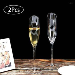 ワイングラス2PCSリードフリークリスタルガラスカップシャンパンウェディングパーティーフルートベベルホームバードリンクウェアVASOS DE VIDRIO 220ML