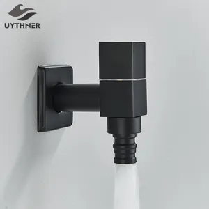 Bathroom Sink Faucets Black Brass Washing Machine Faucet Wall Mounted Outdoor Exterior Garden Bath Toilet Mop Pool Taps