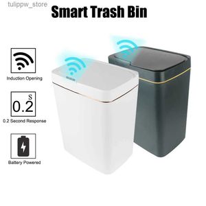 Waste Bins Touchless Smart Sensor Smart Trash Can 18L With Lid for Kitchen Bathroom Bedroom Automatic Bagging Garbage Bin L46