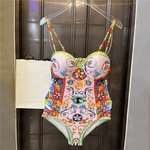 Mulher Bodysuit Swimwear Designer sem traje de natação sem costas Vintage Swimsuit de maiô respirável seca rápida maiô