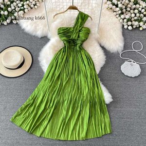 Neck Halter 2024 Fashion Tube Top Strapless Pleated Dress Women High Waist Large Hem Maxi Dresses Woman Sexy Vestido De Mujer 2024 Es es