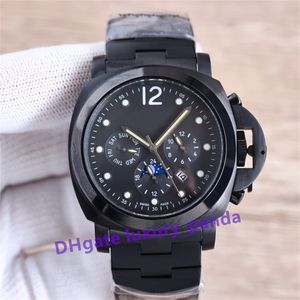 44MM Super Edition Men's Watches Sun Moon Star 9100 Movement Automatic Mechanical Watch 316L Stainless Steel Night Glow Deep Waterproof Royal Navy Wristwatches-1